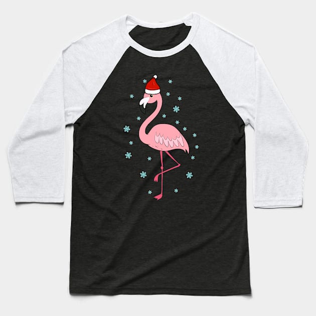 Santa Flamingo Baseball T-Shirt by FamiLane